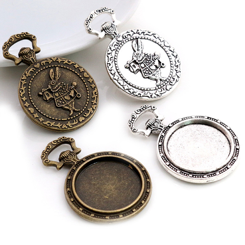 5 pièces 20mm taille intérieure Antique argent plaqué et Bronze mode classique Style Cabochon Base réglage pendentif à breloques ► Photo 1/6