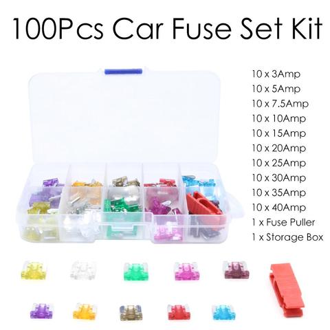 100 pièces assorties voiture camion Mini profil bas fusible Micro lame fusible ensemble Kit Micro Mini voiture assurance Film ► Photo 1/6