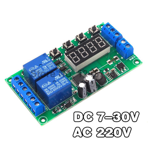 Module de relais de retard à 2 canaux, déclencheur d'impulsions, synchronisation du Cycle de mise hors tension DC 7-30V AC 220V ► Photo 1/4