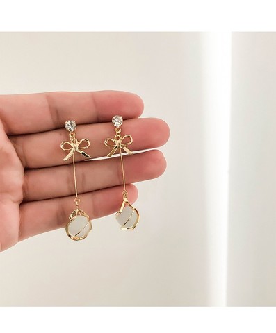 Boucles d'oreilles longues en filet pour femmes, exquise, Simple, tempérament de célébrité, nœud à sens élevé, bijoux de mode, accessoires, nouvelle collection 2022 ► Photo 1/6