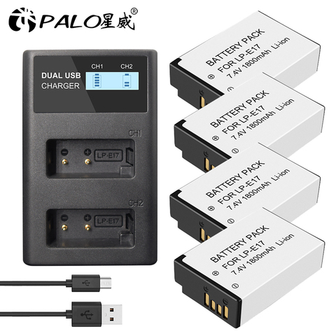 PALO – lot de 1 à 4 batteries LPE17 LP E17 LP-E17 + chargeur usb lpe17, pour Canon EOS 200D M3 M6 750D 760D T6i T6s 800D 8000D Kiss X8i ► Photo 1/6