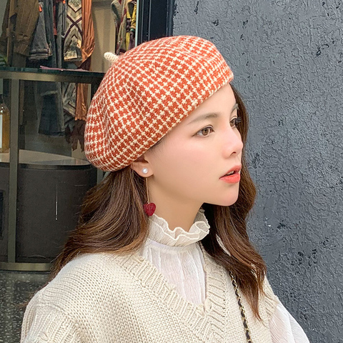 Bérets de laine chapeaux pour femmes automne hiver mode couleur épaissir Beanie chapeau dames élégant Streetwear bérets casquette femme Boina ► Photo 1/6