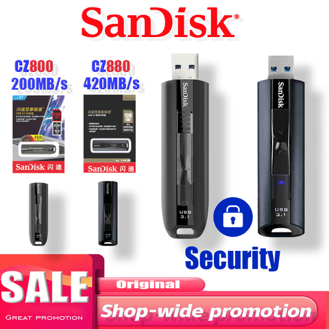 SanDisk extrême PRO USB 3.1 Flash à semi-conducteurs 64G 128GB 256GB performances à semi-conducteurs ultra rapides clé USB jusqu'à ► Photo 1/6