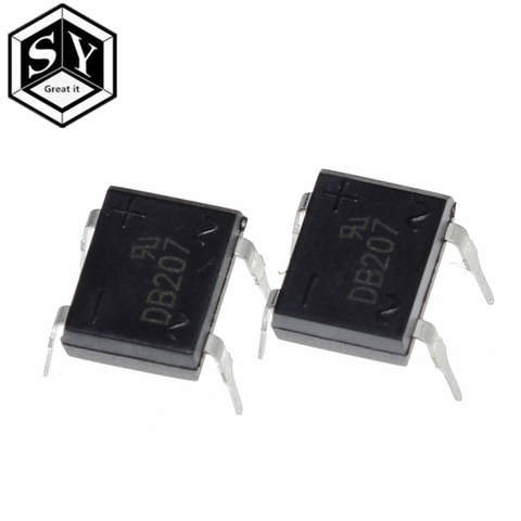 10 pièces/lot diode pont retifica DB207 DIP-4 DB207S DIP4 2A 1000V puissance diode redresseur 1000v composants électroniques ► Photo 1/6