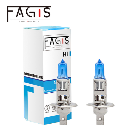 Fagis 2 pièces H1 12V 55W bleu voiture Haedlight Super lumineux blanc UV Quartz verre Auto halogène ampoules voiture lumières feux de route ► Photo 1/6