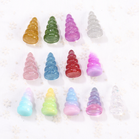 Lot de 5 breloques en forme de corne de licorne multicolores, 36x17mm, pour bijoux, collier, pendentif, fabrication de cabochons en résine pour décoration DIY ► Photo 1/3