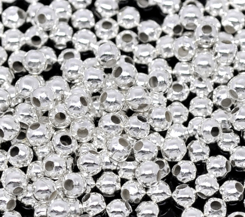 DoreenBeads – perles de rocaille en alliage de fer plaqué argent pour fabrication de bijoux, diamètre d'environ 3mm, trou d'environ 1.1mm, 1000 pièces ► Photo 1/3