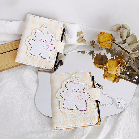 Sac à main en cuir pour femmes, petit portefeuille à imprimé de dessin animé, fermeture éclair, Style coréen, pochettes pliables pour pièces de monnaie, cadeau Kawaii ► Photo 1/5