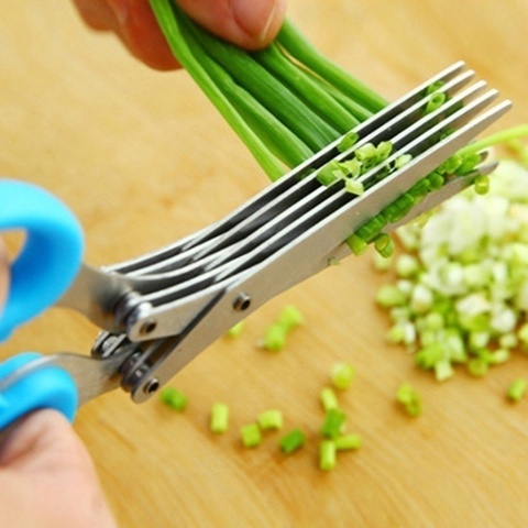 Ciseaux de cuisine à plusieurs couches en acier inoxydable, coupe-légumes échalote, Laver les herbes, épices, outil de cuisine ► Photo 1/6