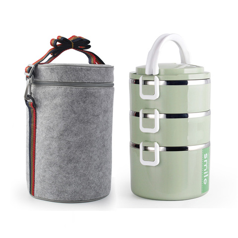 Boîte à déjeuner Thermos Portable, boîte à Bento à 2 ou 3 couches, boîte à déjeuner isolée en acier inoxydable pour le stockage des aliments ► Photo 1/6