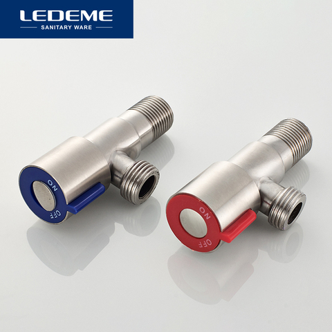 LEDEME – vanne triangulaire de contrôle de débit en acier inoxydable, filetage G1/2, vanne d'angle de salle de bain d'eau chaude et froide L70507 ► Photo 1/6