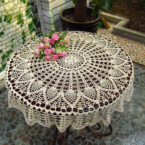 Nappe ronde faite à la main en dentelle de coton, napperon Crochet, Vintage, pour décoration de la maison, 70/80/90cm ► Photo 1/5