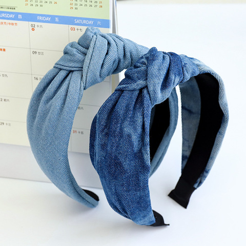 Bandeau en Denim avec nœud, accessoire de coiffure pour femmes et filles ► Photo 1/6