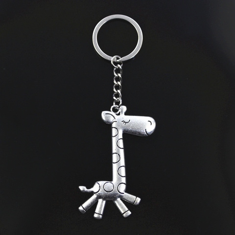 Nouveau porte-clés pendentif couleur argent Bronze girafe cerf 66x36mm, porte-clé de voiture pour hommes, bricolage, bijoux cadeau ► Photo 1/5