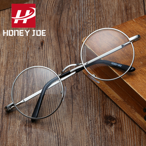 Lunettes rétro Vintage de Gaming pour femmes et hommes, monture métallique Anti lumière bleue, verres transparents, ronds, verres pour hommes ► Photo 1/6