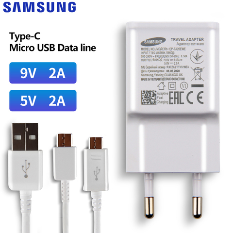 SAMSUNG chargeur d'origine 9V2A 5V2A adaptateur ue pour Samsung Galaxy S9 + S7 Edge Note 8 C7 C7 Pro A70 A30 J5 G530 A9 Star S6 chargeur ► Photo 1/6