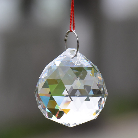 Lustre en verre Transparent, boule de cristal, coupe prisme, accessoires suspendus, boule d'éclairage, pendentif d'arbre de noël, 5 pièces, 30mm ► Photo 1/5