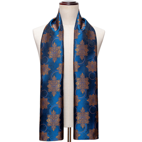 Barry.Wang – foulard Jacquard de luxe pour hommes, bleu, 100% soie, pour costume d'affaires, pour femmes, 160x50cm, collection automne et hiver ► Photo 1/6