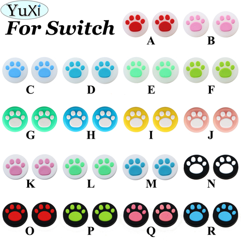 YuXi 2 pièces chat patte griffe Silicone analogique pouce poignées couverture pour interrupteur NS Joy Con Stick casquettes peau pour Joy-Con Joystick ► Photo 1/6