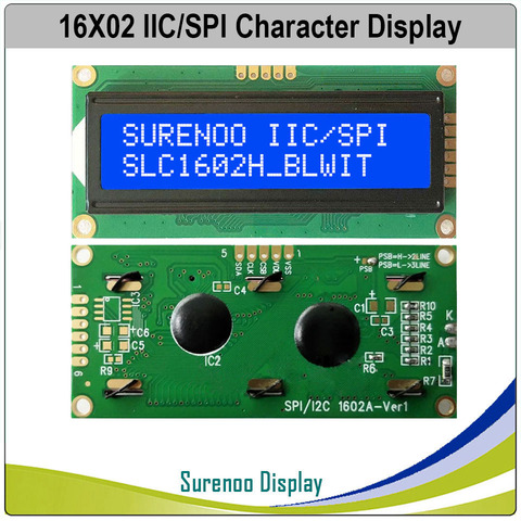 Écran d'affichage LCM 16*2 série SPI I2C avec rétro-éclairage LED, Module de caractères bleus, 1602 162 ► Photo 1/1