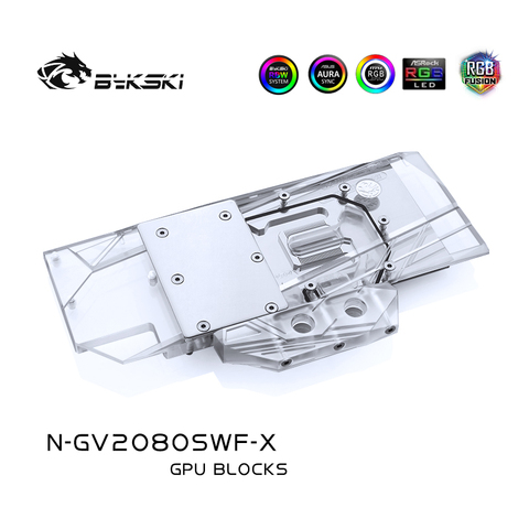 Bykski N-GV2080SWF-X pleine couverture GPU bloc d'eau pour GIGABYTE RTX2080/2070/2060 Super GAMING/Windforce OC 8G carte graphique refroidisseur ► Photo 1/5