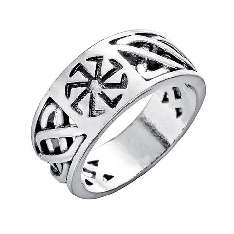 Bague pour hommes et femmes, bijou de style bulgare, couleur argent, symbole nostalgique de Kolovrat ► Photo 1/4