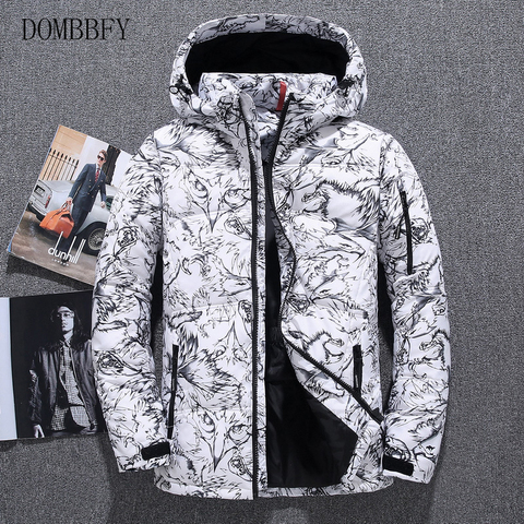 Veste de Camouflage en duvet de canard blanc pour homme, manteau coupe-vent, solide, à capuche, vêtements d'extérieur décontractés, parka, hiver ► Photo 1/6