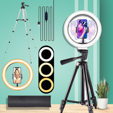 LED Cercle Lampe Selfie Remplir Anneau Lumineux Avec Trépied Support Pour Téléphone Maquillage Photographie Vidéos YouTube Live Streaming Ringlight ► Photo 1/6