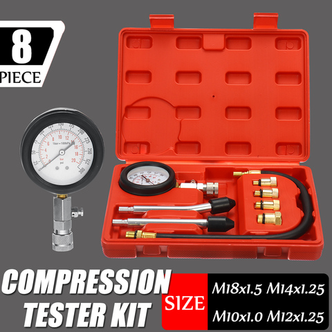 Kit de testeur de manomètre de moteur à essence ensemble outil de compressomètre de Diagnostic de fuite de Compression pour voiture Auto avec étui ► Photo 1/6