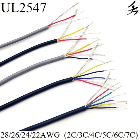 Câble de Signal de fil blindé de 1M, câble en cuivre de 28, 26, 24 ou 22awg, 2, 3, 4, 5, 6, 7 canaux Audio, fil de commande pour casque, UL2547 ► Photo 1/6