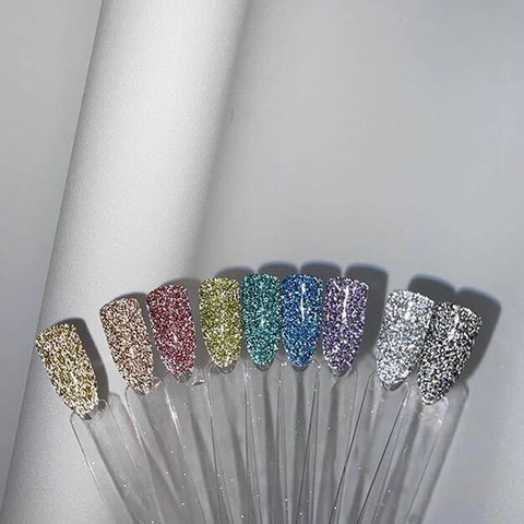 Nouveau 2022 8 couleurs arc-en-ciel paillettes Fine-Ultra réflexion paillettes poudre réfléchissante ongles paillettes poudre 1 boîte holographique ongles poussière ► Photo 1/5