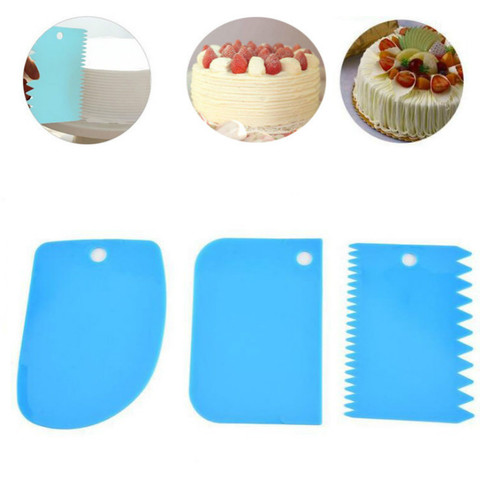 3 pièces/ensemble cuisson pâtisserie outils plastique spatule pâte grattoir plaine lisse spatules coupe gâteau outil confiserie spatule outils ► Photo 1/6