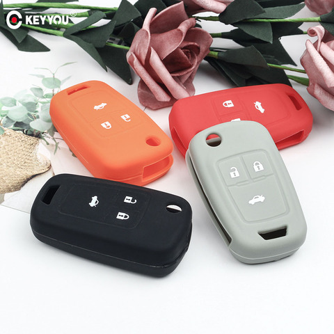 KEYYOU-télécommande Silicone etui clés, housse de clé de voiture, pour Chevrolet Cruze AVEO SAIL TRAX MALIBU CAPTIVA ► Photo 1/5