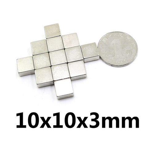 Aimant surpuissant surpuissant N35 10x10x3mm, bloc magnétique en néodyme, 10x10x3mm, 10/20/50 pièces ► Photo 1/4