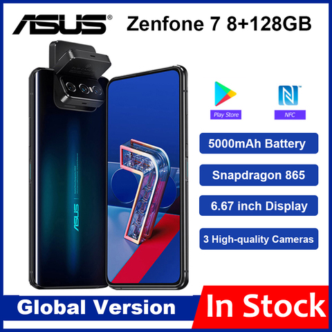 Version mondiale ASUS Zenfone 7 8 go RAM 128G ROM 5G Smartphone Snapdragon 865 5000mAh NFC Android Q 90Hz affichage téléphone portable ► Photo 1/6