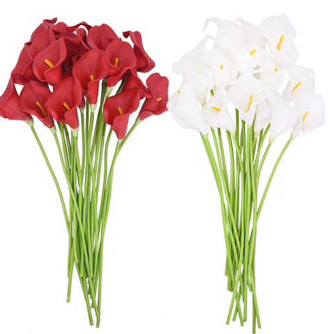 Simulation de lys Calla, 5 pièces, fausses fleurs, pour un Bouquet de mariage, pour un anniversaire, pour un jardin ► Photo 1/6