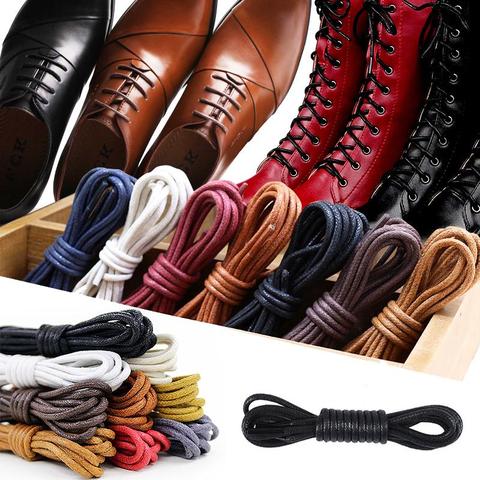 1 paire de lacets en cuir lacets en coton ciré lacets de chaussures rondes chaussures de démarrage lacets lacets en cuir imperméable pour chaussures cordes ► Photo 1/6