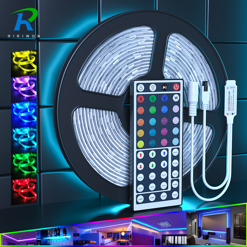 Bande LED RGB 5050 dc 12v Flexible, ruban Diode étanche avec adaptateur EU US AU UK + télécommande ► Photo 1/6