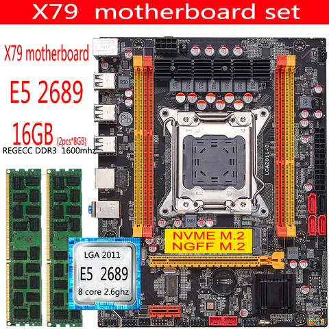 QIYIDA – carte mère X79 combo avec Xeon E5 2689, 2x8 go (16 go) de mémoire DDR3 ECC REG 1600MHz 12800R, LGA2011 ► Photo 1/6