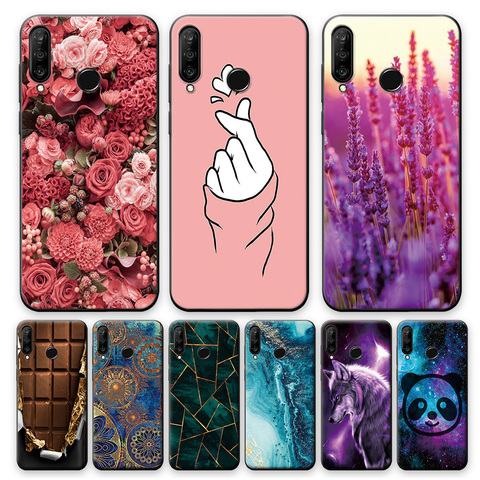 Coque de protection arrière en Silicone souple, motif floral, pour Huawei P30 Pro P30 Lite ► Photo 1/6