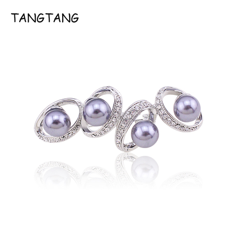 TANGTANG – broche imitation perle grise pour femmes, nouvelle broche, couleur argent, bijoux uniques, cadeau féminin, accessoires d'ornement ► Photo 1/6