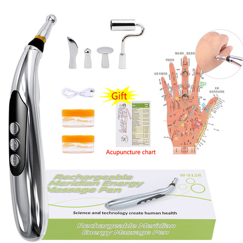 Stylo d'acupuncture Rechargeable USB 5 têtes Laser méridien énergie Massage stylo masseur pour corps visage cou jambe thérapie soins de santé ► Photo 1/6