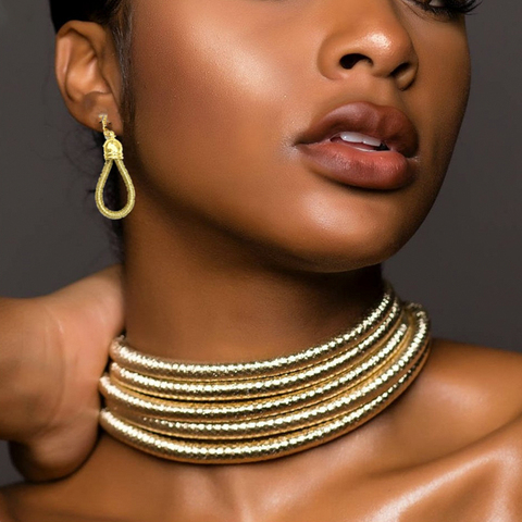 Liffly – ensemble de bijoux africains pour femmes, collier ras du cou, style bohème, Bracelet, déclaration, bouton de magnétisme ► Photo 1/6