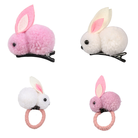 Bague en forme de lapin mignon coréen pour filles, bande élastique en caoutchouc, corde pour cheveux, bijoux pour enfants, accessoires ► Photo 1/6