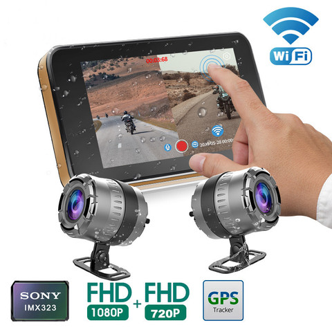 Caméra de Moto Maiyue star 4.0 pouces IPS WiFi HD 1080P moto rcycle sprint caméra DVR avant et arrière étanche caméra GPS enregistreur de piste ► Photo 1/6