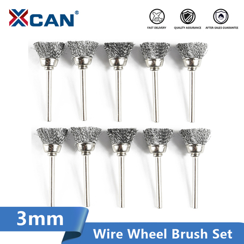 XCAN-brosse à molette de polissage, 10 pièces, brosse métallique à tige de 3,mm, accessoires pour outils rotatifs Dremel ► Photo 1/6