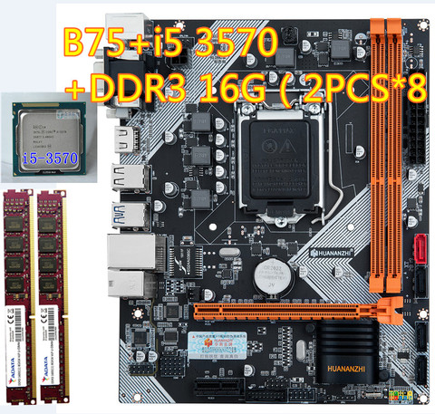 Huahanzhi – carte mère B75 avec processeur Intel Core I5 3570, 2x8 go (16 go) de mémoire DDR3, 1600MHz, sata 3570, usb ► Photo 1/3