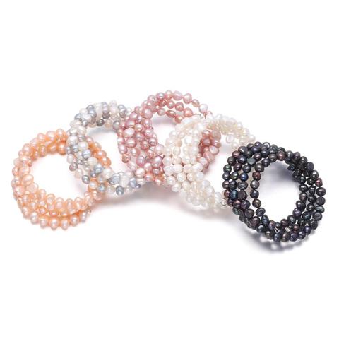 Bracelets en perles d'eau douce 100% naturelles, 6-7mm, de haute qualité, pour femmes ► Photo 1/6