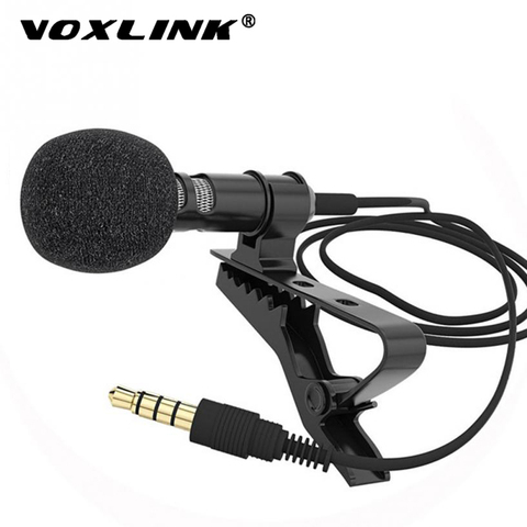 VOXLINK 3.5mm micro pince collier cravate pour téléphone portable parlant en Lecture 1.5m support pince Vocal Audio revers Microphones ► Photo 1/6
