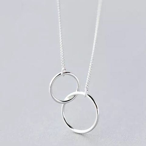 Collier ras de cou Double cercle pour femmes, en argent Sterling 925, S-N191 ► Photo 1/6